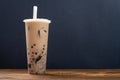 a cup of grass jelly with copy space horizontal composition Royalty Free Stock Photo