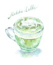 A cup of green matcha latte