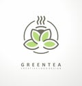 Cup of green tea artistic logo idea Royalty Free Stock Photo