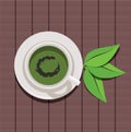 Cup of green tea and green leaves, vector Royalty Free Stock Photo