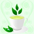 Cup of green tea with leaves Royalty Free Stock Photo