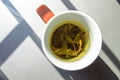 A cup of green tea in natural lightining
