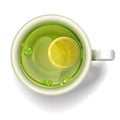 Cup of green tea with a slice of lemon. Royalty Free Stock Photo