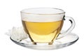 Cup of green tea and white flower isolated Royalty Free Stock Photo