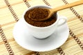 Cup of ground coffee with wooden spoon Royalty Free Stock Photo