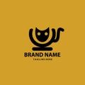 cup head cat logo design cafe restaurant