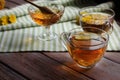 Cup of healthy dandelion tea and honey.