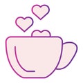 Cup with heart flat icon. Romantic Coffee cup illustration isolated on white. Hot drink cup with a heart shape steaming Royalty Free Stock Photo