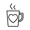Cup with heart. Outline icon