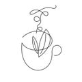 Cup of herbal tea drawn in one continuous line Royalty Free Stock Photo