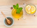 Cup of herbal tea with fresh green mint Royalty Free Stock Photo