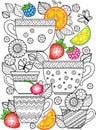 A cup of herbal tea for a good day. Coloring book for Adult