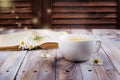 Cup of herbal tea and old book Royalty Free Stock Photo