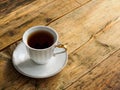 A Cup of herbal tea on an old worn Board. Space for text Royalty Free Stock Photo