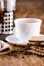 Cup of herbal tea and some fresh cookies