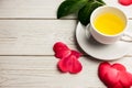 Cup of herbal tea on table Royalty Free Stock Photo