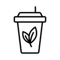 The cup with herbs, linear icon. Naturopathy Therapy Vector Line Icon. Naturopathy Medication Linear Pictogram