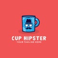 Cup hipster logo design with flat style Royalty Free Stock Photo