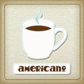 A cup of hot americano in the old cardboard. Royalty Free Stock Photo