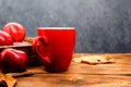 Cup of Hot apple tea for Autumn season warm drink. Royalty Free Stock Photo