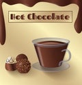 Cup of hot chocolate and candy