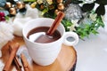 A Cup of Hot Chocolate with Cinnamon Stick Royalty Free Stock Photo