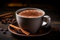 a cup of hot chocolate with cinnamon stick and star anise Royalty Free Stock Photo