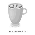 A cup of hot chocolate.Different types of coffee single icon in monochrome style vector symbol stock illustration web. Royalty Free Stock Photo