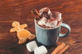 Cup of Hot Chocolate with Marshmallows Topped with Cocoa Powder