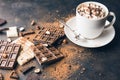 Cup of hot cocoa or Cappuccino or latte coffee Royalty Free Stock Photo