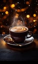 a cup of hot coffee against cozy the backdrop of a Christmas atmosphere 1