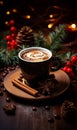 a cup of hot coffee against cozy the backdrop of a Christmas atmosphere 2
