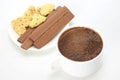 Cup of hot coffee with biscuits Royalty Free Stock Photo