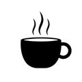 Cup of Hot Coffee Black Silhouette Icon. Mug of Steam Tea on Saucer Glyph Pictogram. Morning Breakfast Liquid Beverage Royalty Free Stock Photo