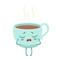 Cup Of Hot Coffee Cute Anime Humanized Cartoon Food Character Emoji Vector Illustration