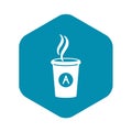 Cup hot coffee icon, simple style Royalty Free Stock Photo