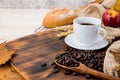 Cup of hot Coffee with toast for Autumn season warm drink Royalty Free Stock Photo