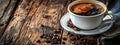 Cup of hot coffee on a wooden table. selective focus. Generative AI, Royalty Free Stock Photo