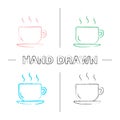 Cup with hot drink hand drawn icons set Royalty Free Stock Photo