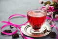 Cup of hot hibiscus tea karkade, red sorrel, rosella Royalty Free Stock Photo