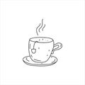 A Cup of hot tea with a tea bag. Doodle element. Simple vector sketch illustration isolated on a white background Royalty Free Stock Photo