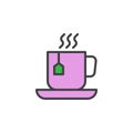 Cup of hot Tea with tea bag filled outline icon Royalty Free Stock Photo