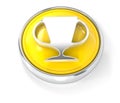 Cup icon on glossy yellow round button Royalty Free Stock Photo