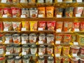 Cup Instant noodles on supermarket shelves