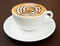 A cup of latte-art hot coffee