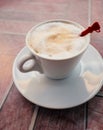 A cup of latte or cappuccino coffee with milk.Morning coffee Royalty Free Stock Photo