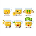 Cup of lemon tea cartoon character with cute emoticon bring money Royalty Free Stock Photo