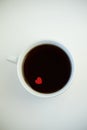 Cup of love, coffe with red heart. Valentine`s day. Morning.