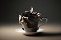 Cup made by hot liquid chocolate. liquid chocolate concept. Generative AI