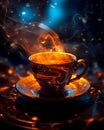 Cup of Magic Coffee with Sparkles - AI generated Royalty Free Stock Photo